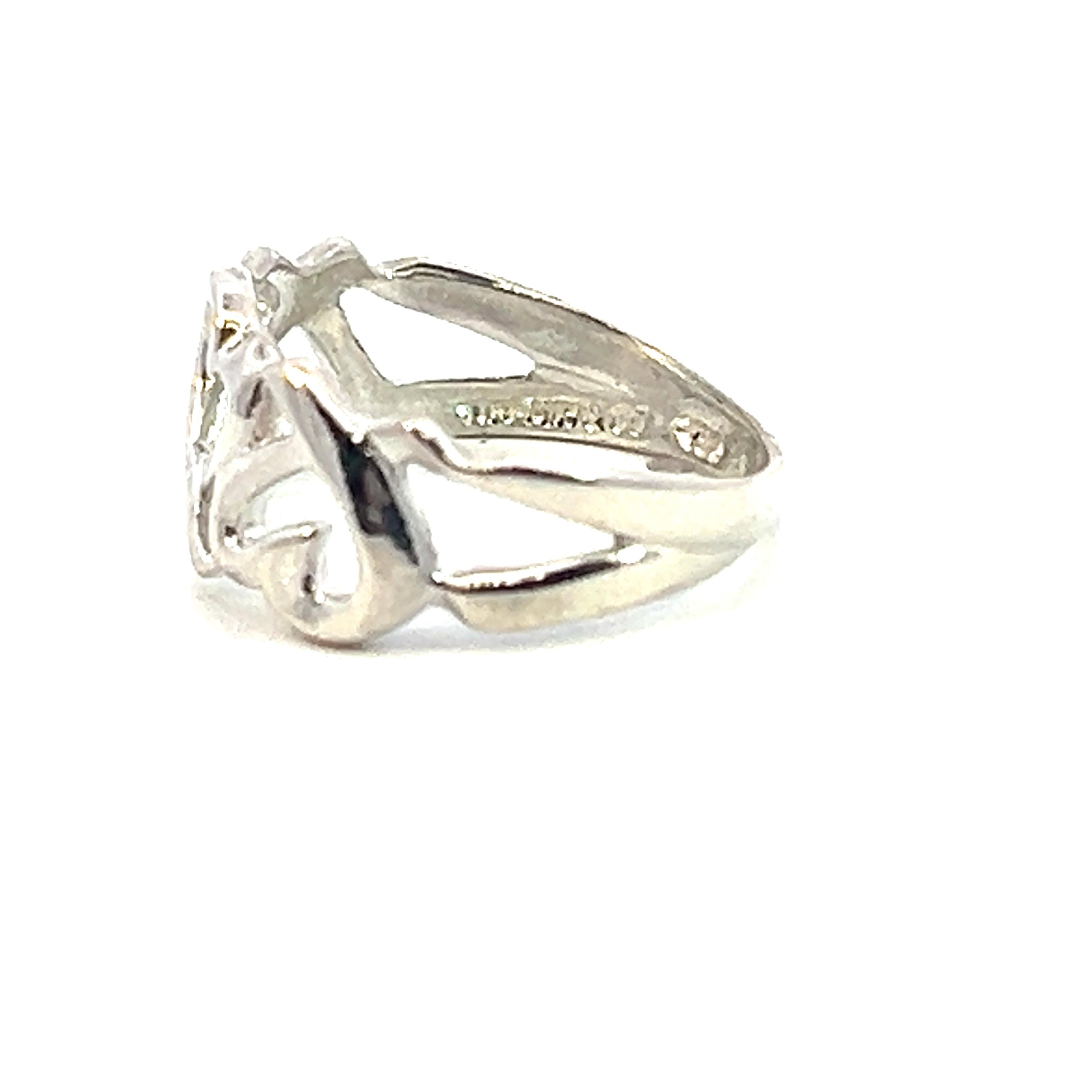 Women's Tiffany & Co Estate Triple Heart Ring 4 Sterling Silver  For Sale