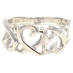 Vintage Tiffany & Co Estate Triple Heart Ring 4 Sterling Silver 