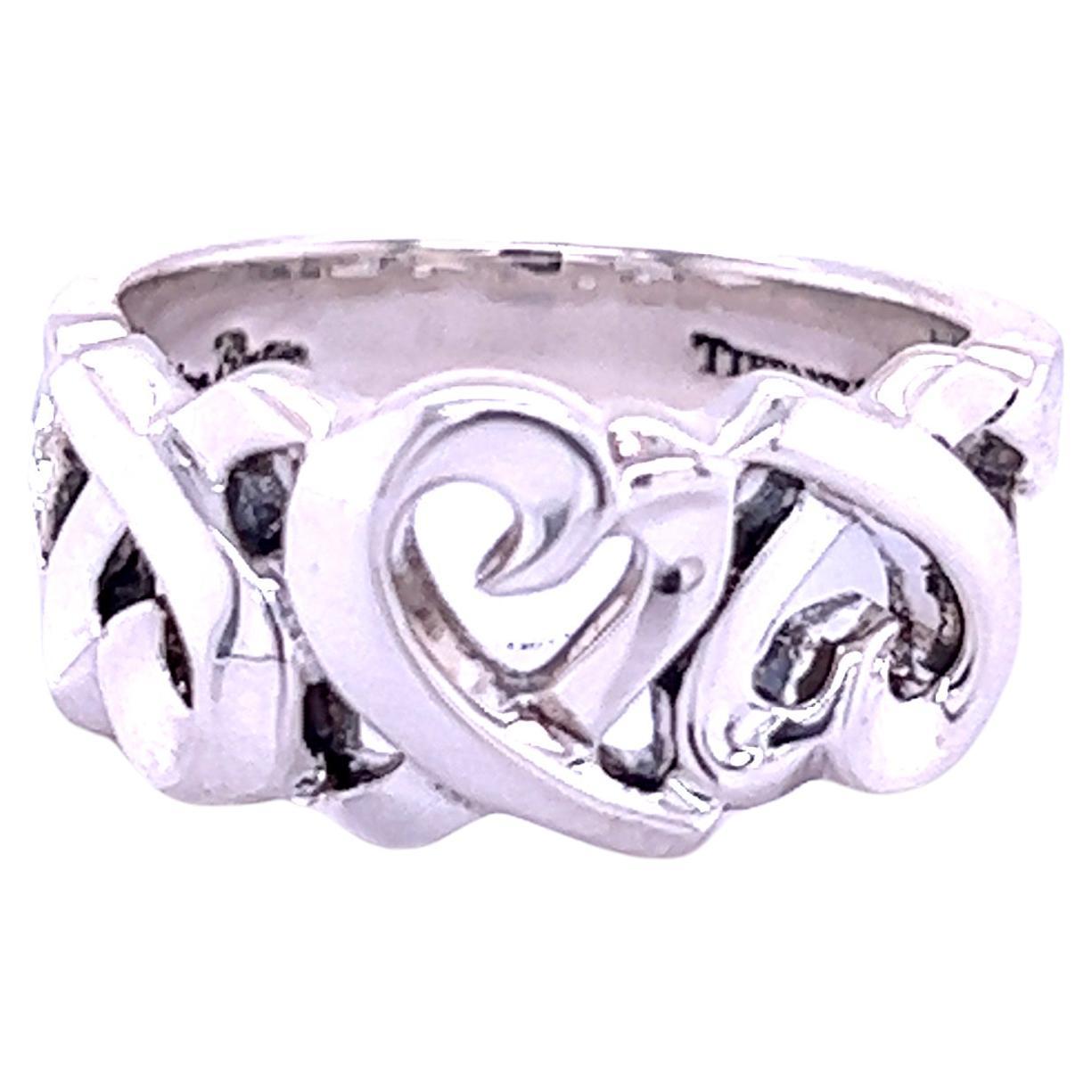 Tiffany & Co Estate Triple Heart Ring 5.25 Sterling Silver By Paloma Picasso