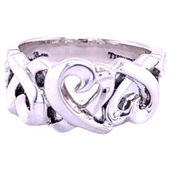 Bague triple cœur de Tiffany & Co Estate 5,25 en argent sterling par Paloma Picasso