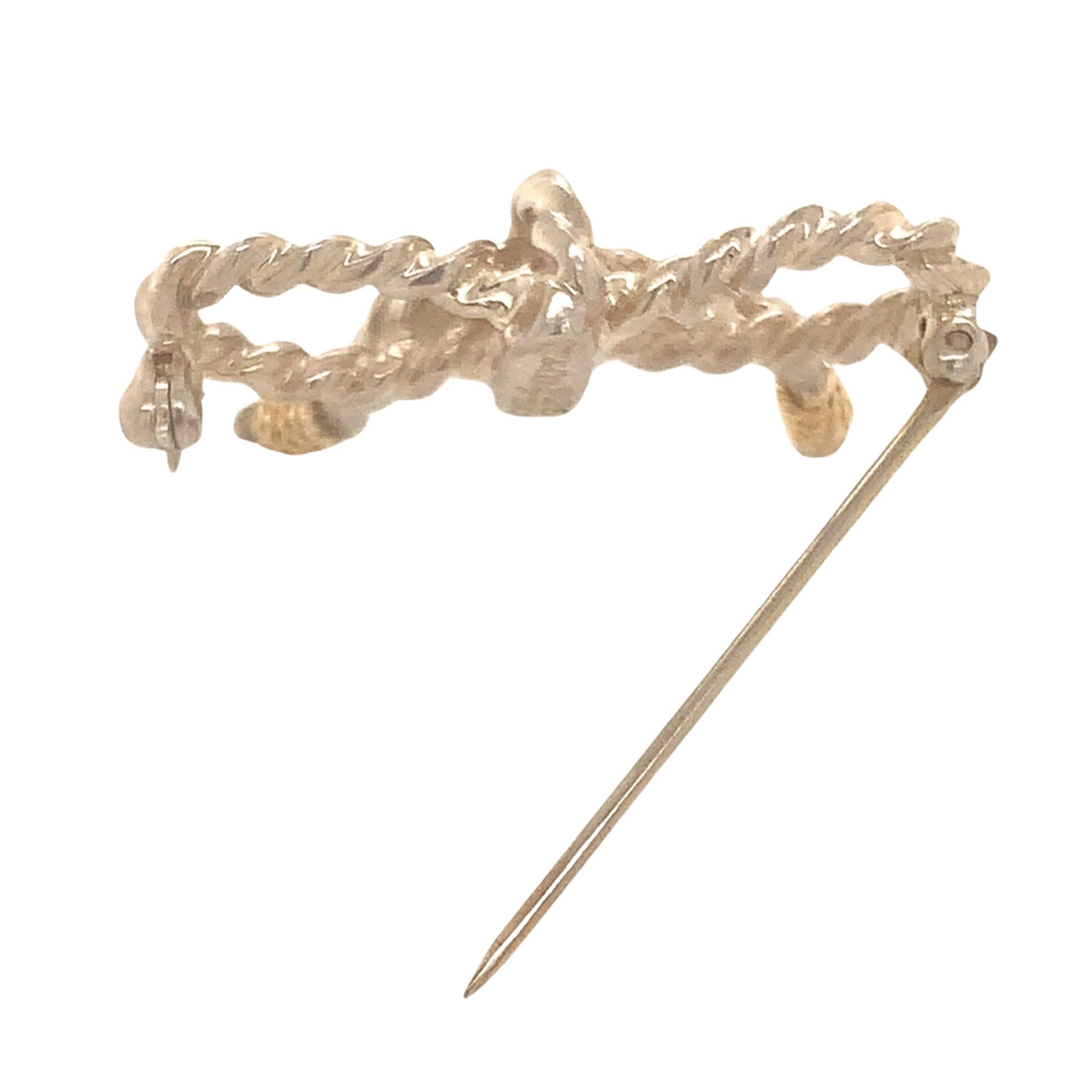 Authentic Tiffany & Co Estate Twisted Rope Bow Brooch Pin Silver + 14k Gold 5.8 GR TIF731

This elegant Authentic Tiffany & Co bow brooch is made of sterling silver & 14 kt yellow gold and has a weight of 5.80 grams.

TRUSTED SELLER SINCE