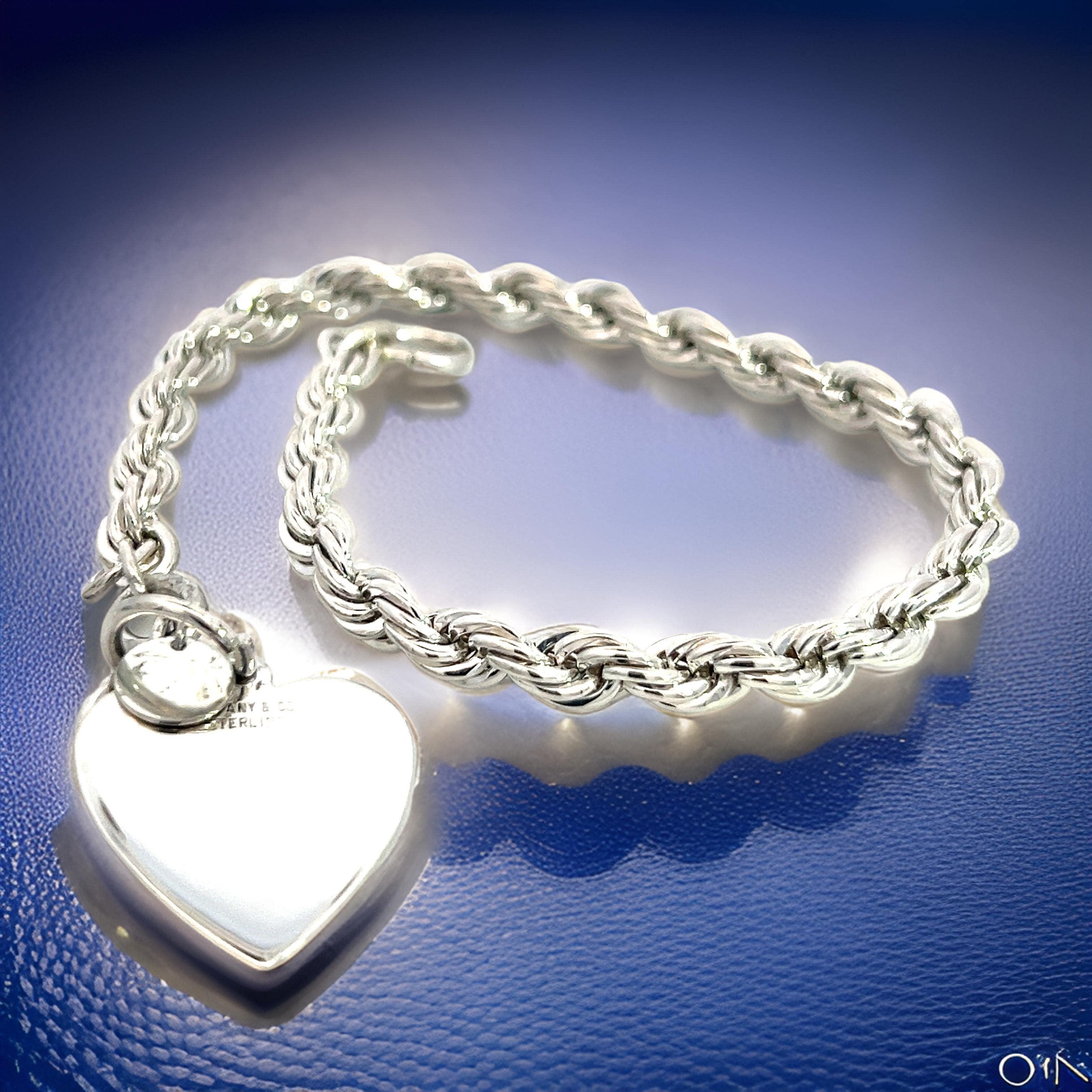 Women's Tiffany & Co Estate Twisted Rope Bracelet With Heart 8