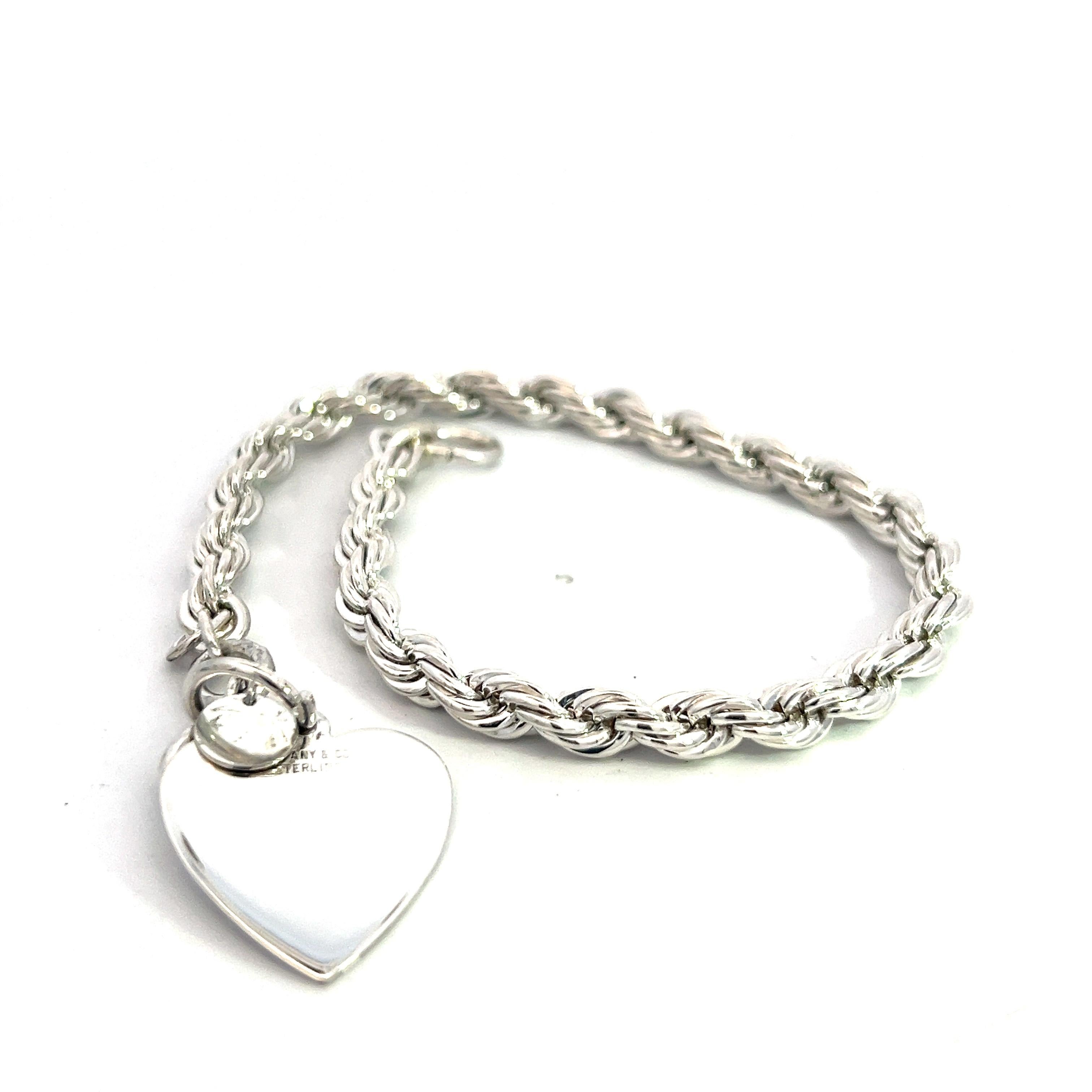 Tiffany & Co Estate Twisted Rope Bracelet With Heart 8