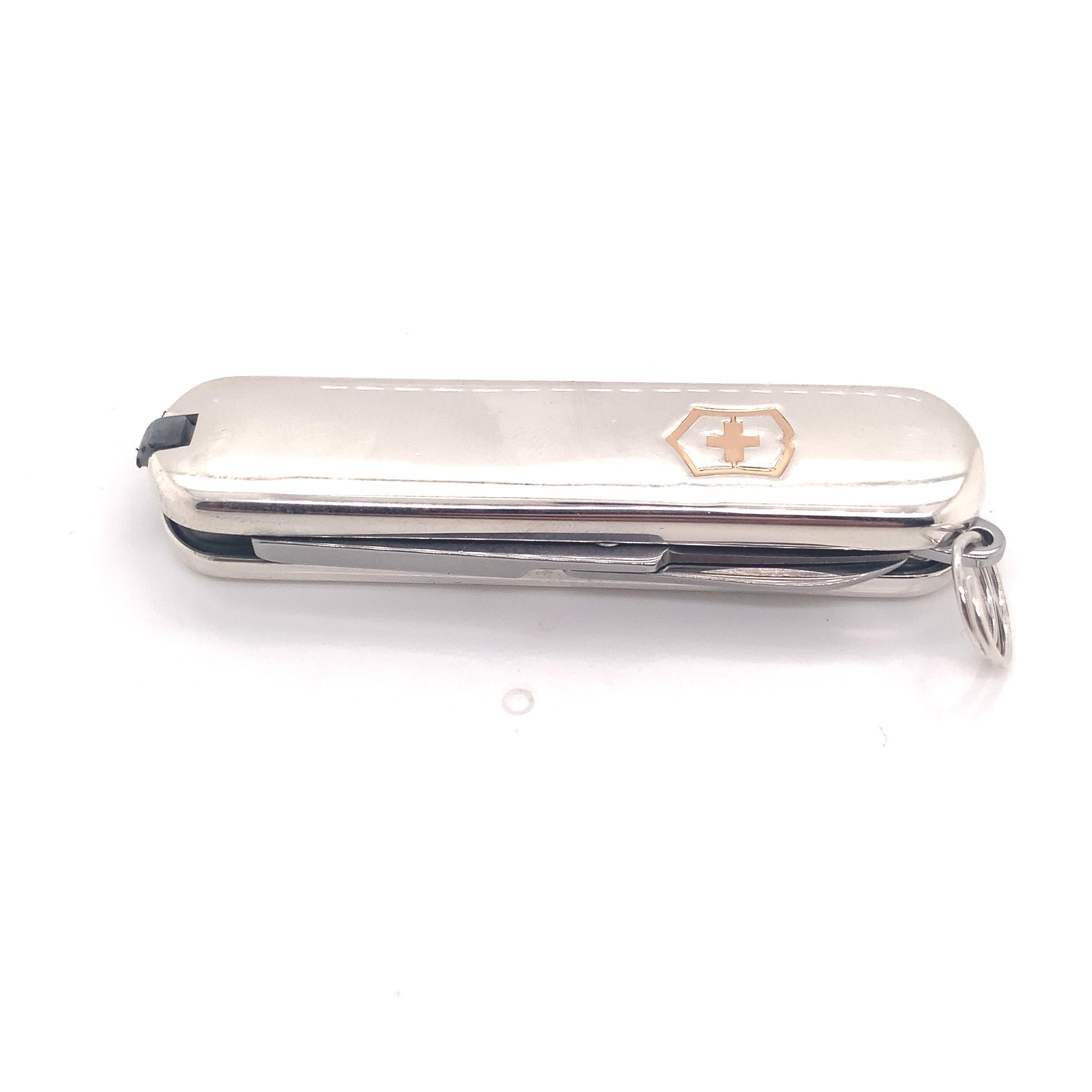 Tiffany & Co Estate Victorinox Swiss Army Pocket Knife Silver 18k Gold 43.9g 3