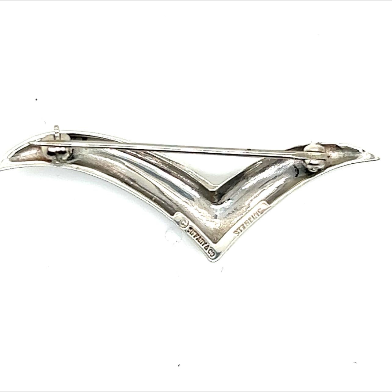 Tiffany & Co. Estate Wave Brooch Pin Sterling Silver 1