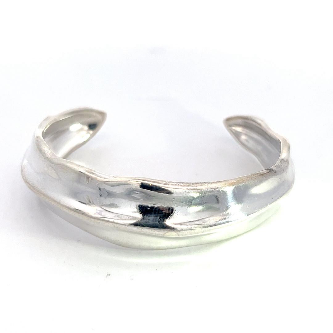 Tiffany & Co Estate Wave Swirl Cuff Bracelet 17.75 mm Height Silver 1