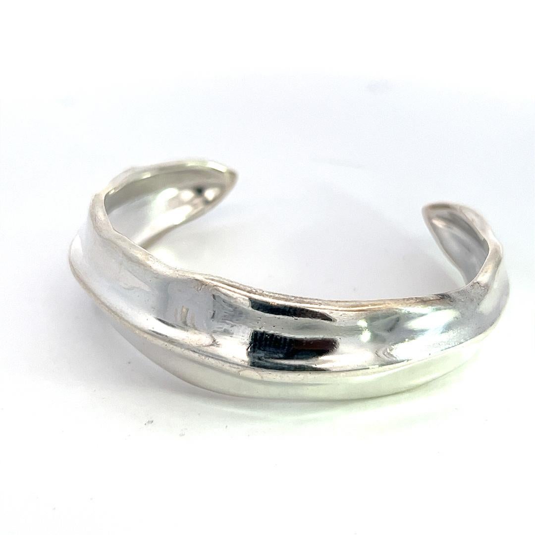 Tiffany & Co Estate Wave Swirl Cuff Bracelet 17.75 mm Height Silver 3