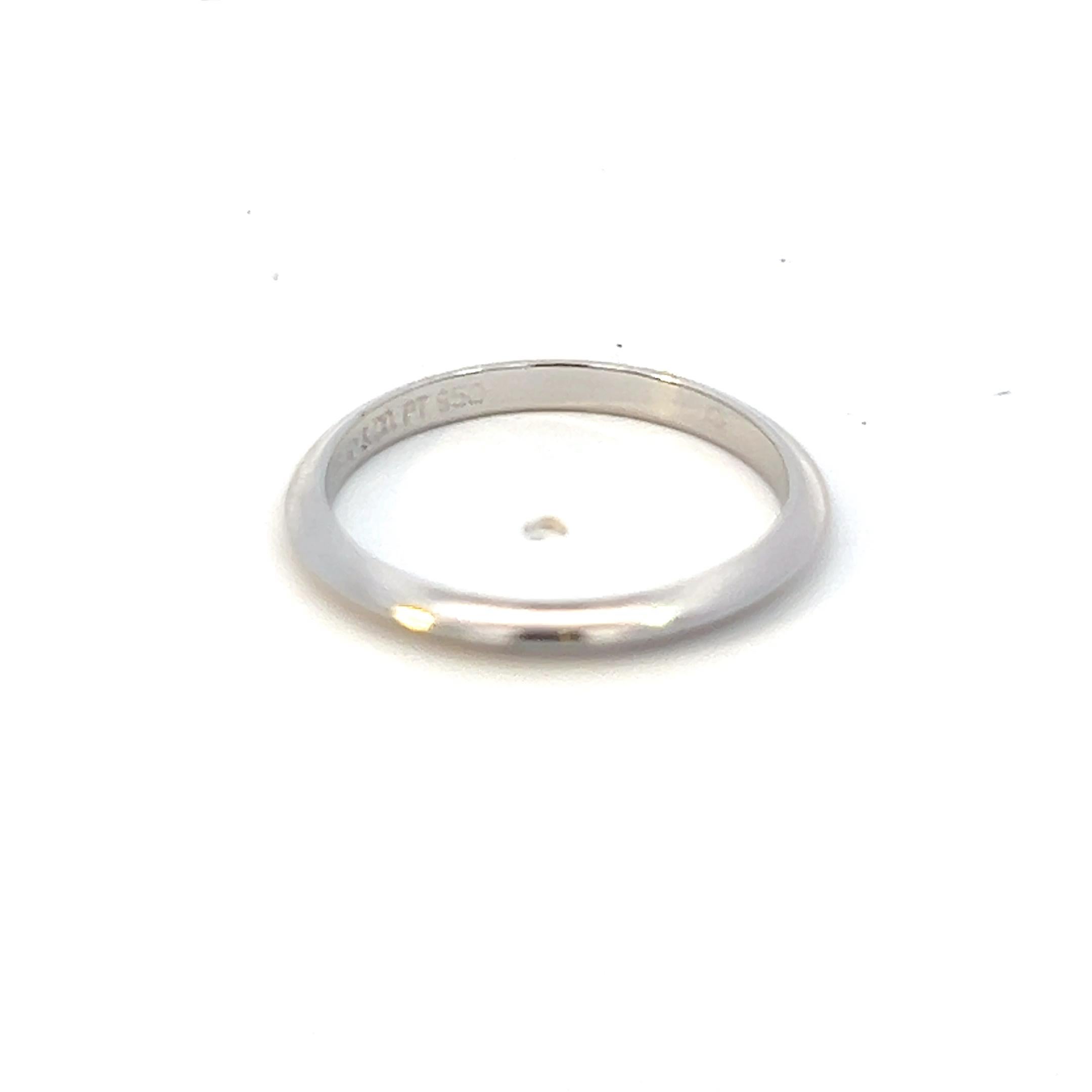 Tiffany & Co Estate Wedding Band Platinum 2 mm Thick For Sale 1