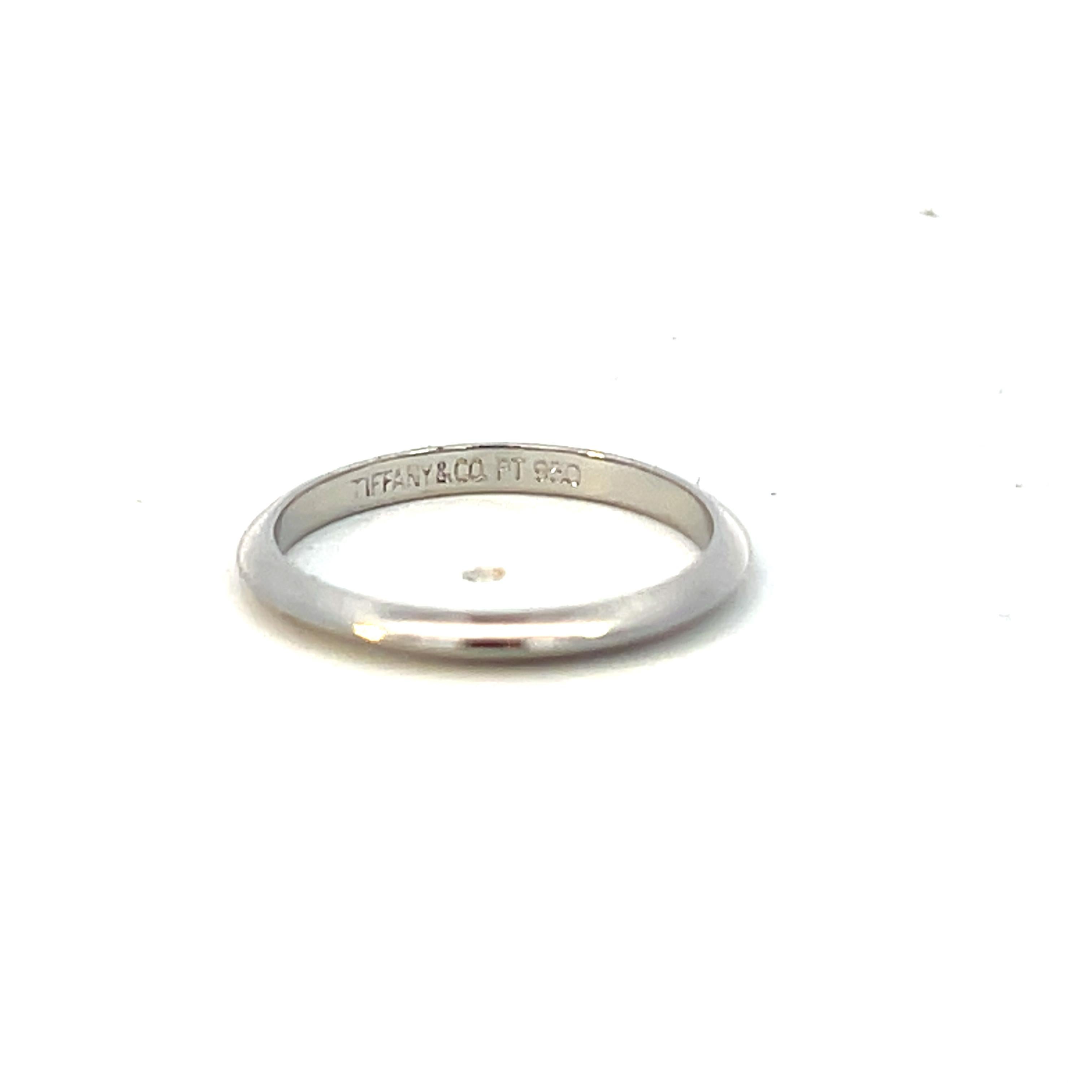 Tiffany & Co Estate Wedding Band Platinum 2 mm Thick For Sale 2