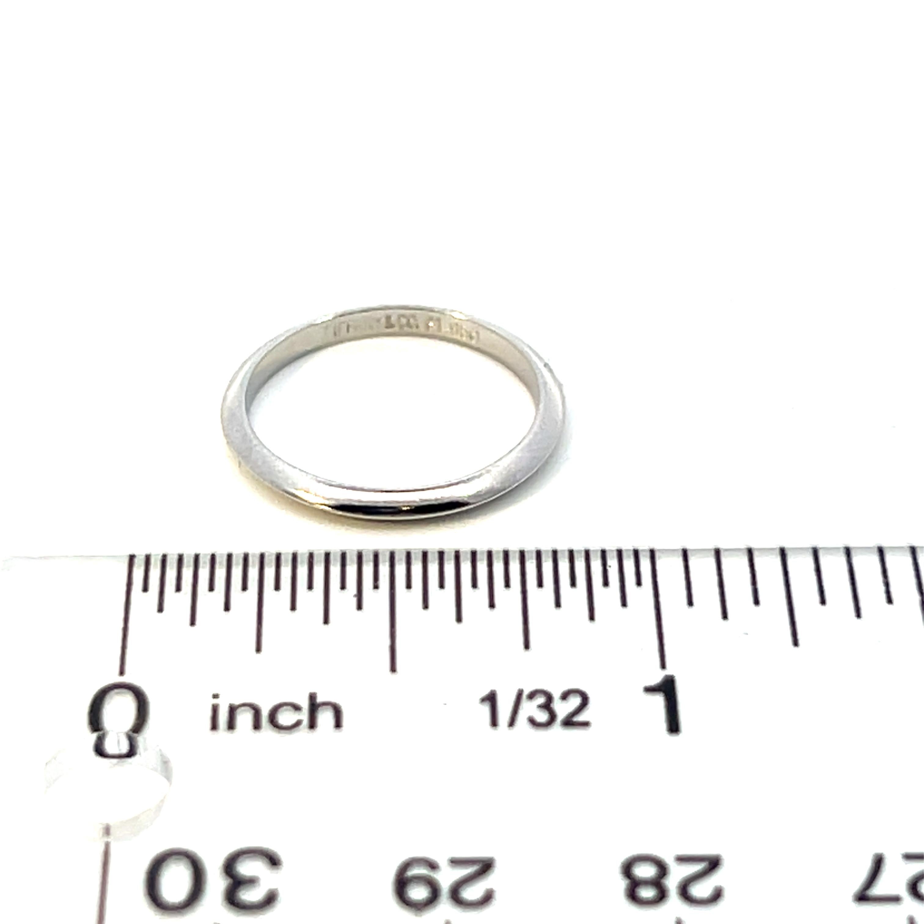 Tiffany & Co Estate Wedding Band Platinum 2 mm Thick For Sale 3