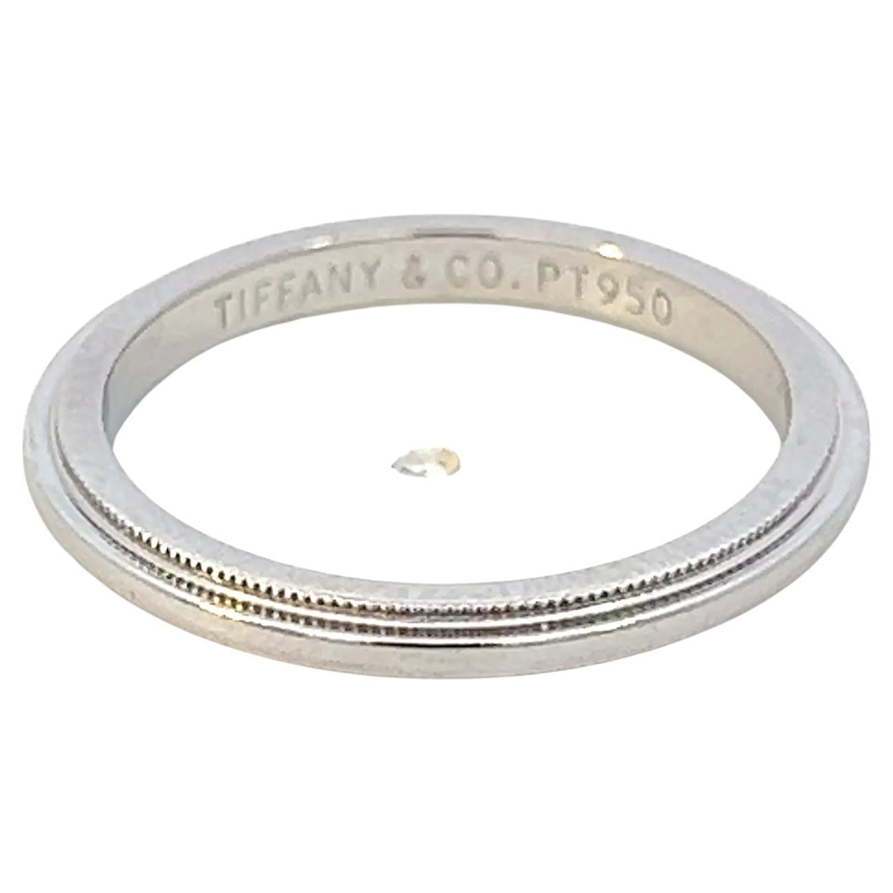 Tiffany & Co Estate Wedding Band Size 5 with Milgrain Platinum
