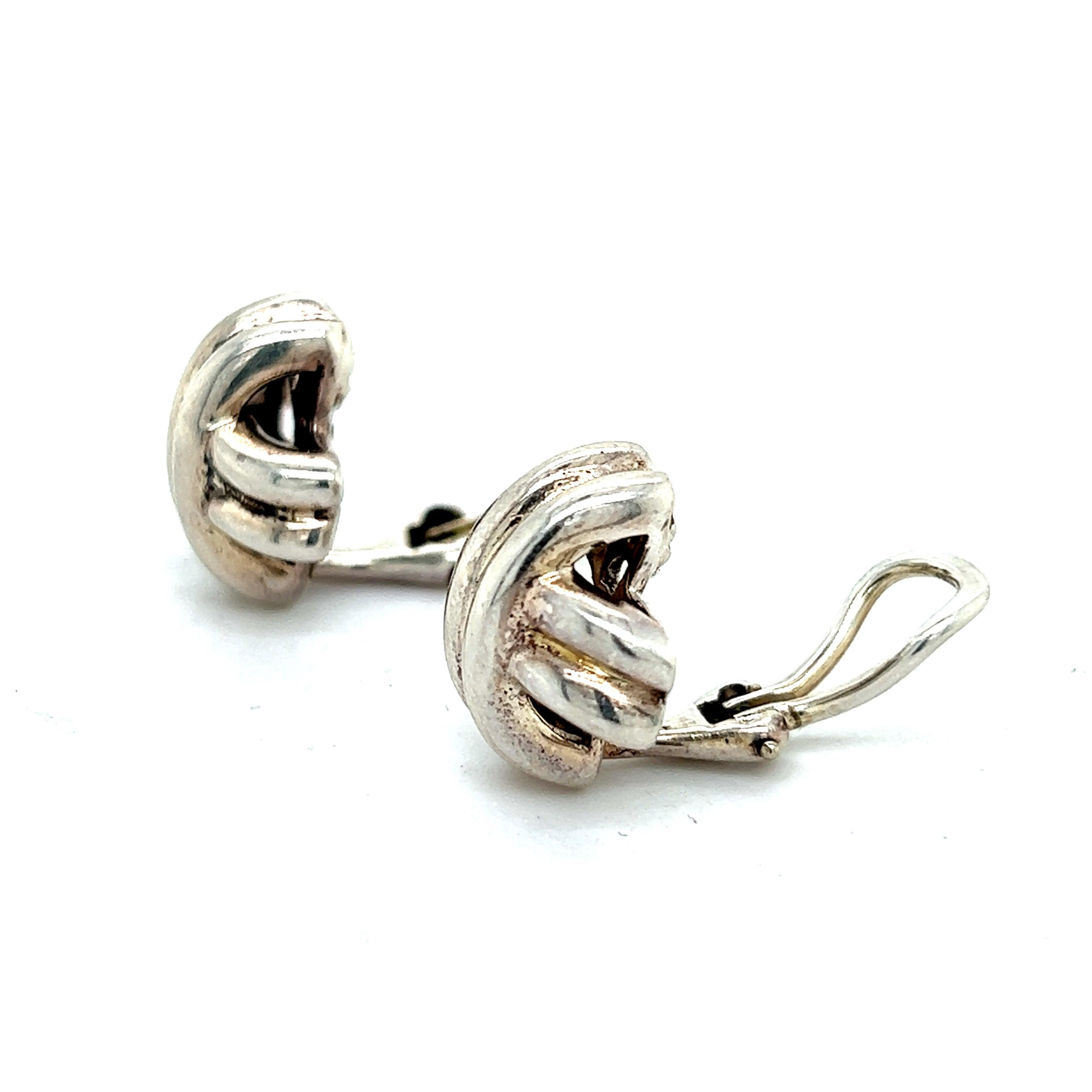 Tiffany & Co Estate X Signature Clip-On Earrings Silver  In Good Condition For Sale In Brooklyn, NY