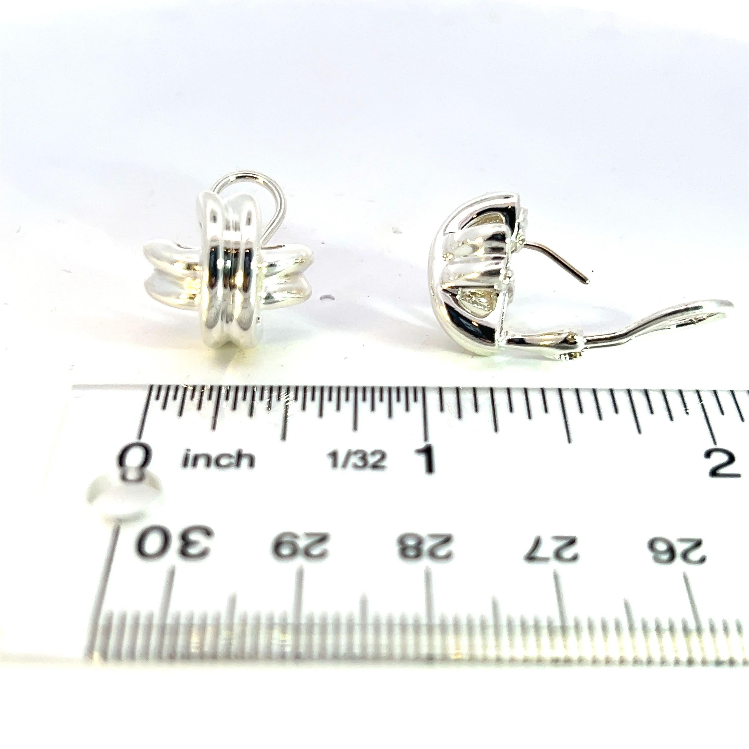 Tiffany & Co Estate X Signature Omega Back Earrings Sterling Silver 8