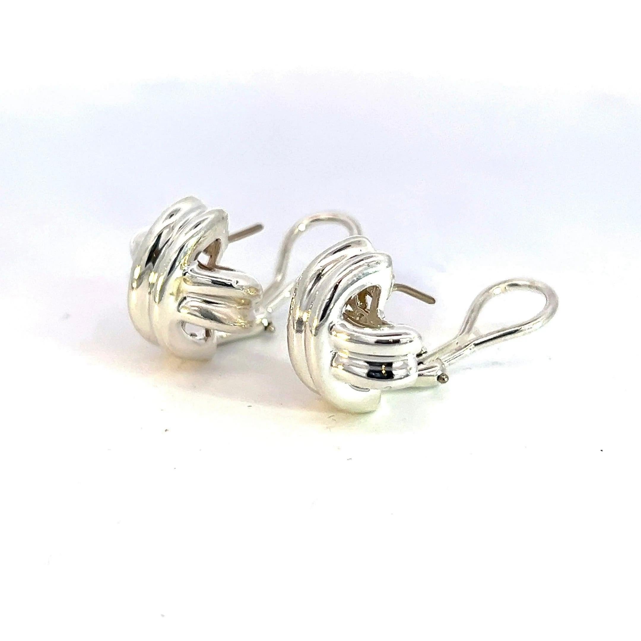 Women's Tiffany & Co Estate X Signature Omega Back Earrings Sterling Silver