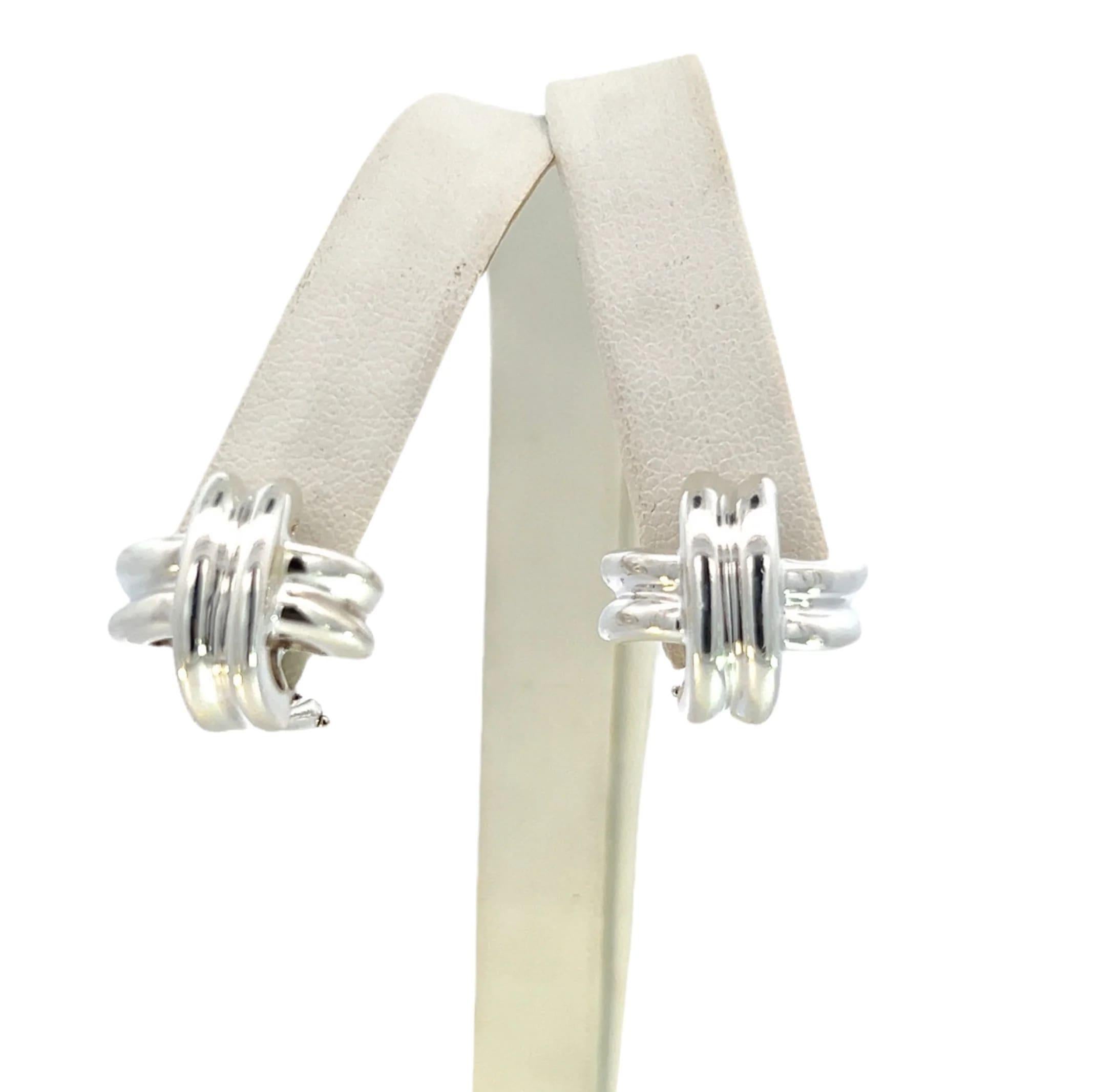 Tiffany & Co Estate X Signature Omega Back Earrings Sterling Silver 3