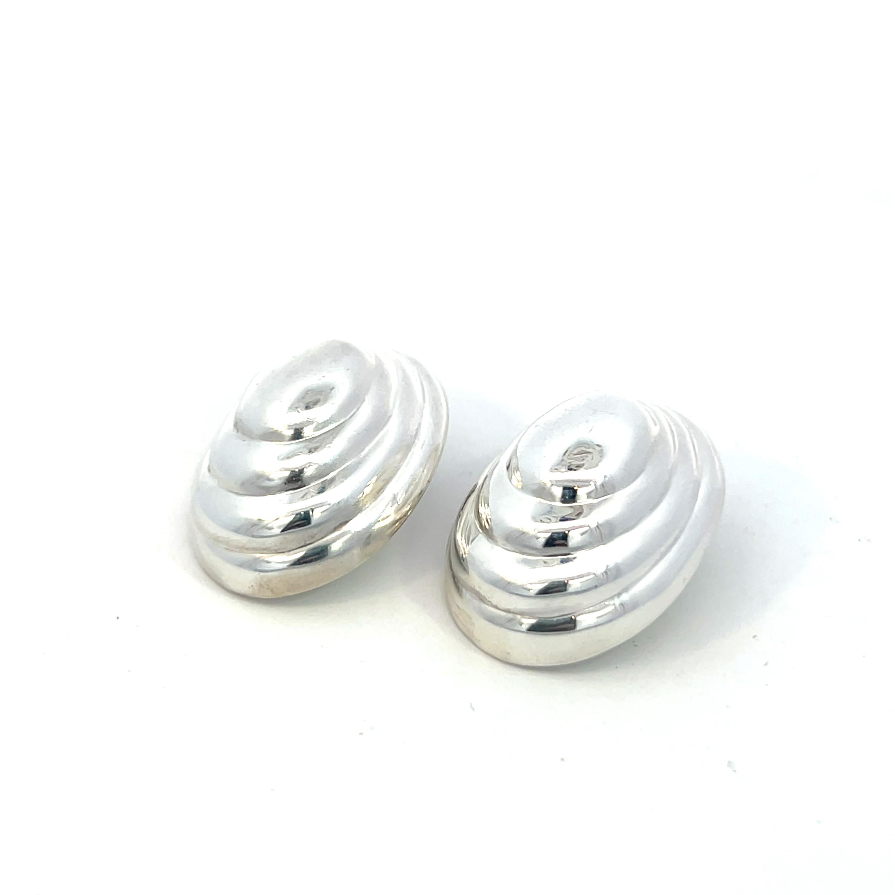 Tiffany & Co Estate XL Puffed Clip-on Earrings Sterling Silver For Sale 7