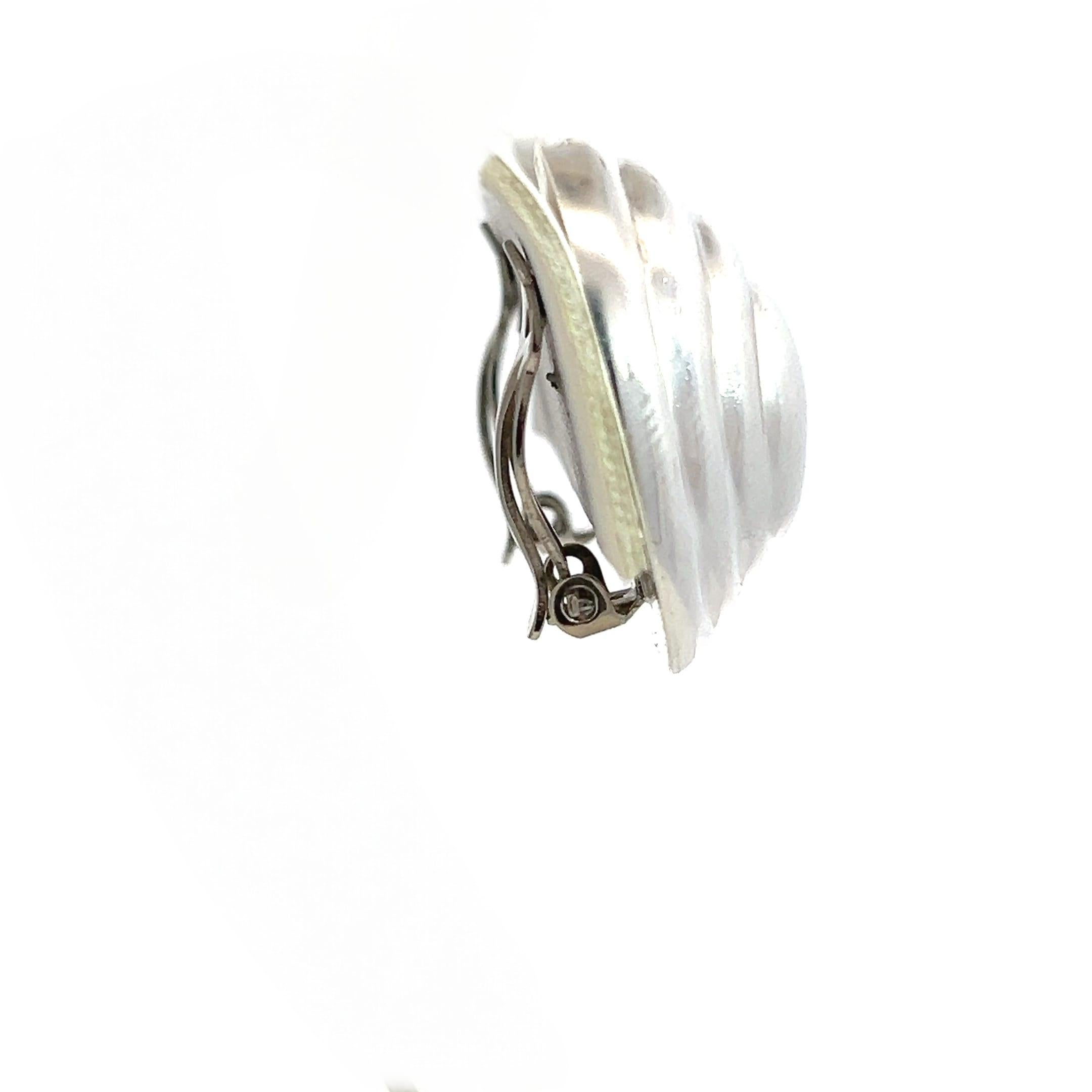 Women's Tiffany & Co Estate XL Puffed Clip-on Earrings Sterling Silver For Sale