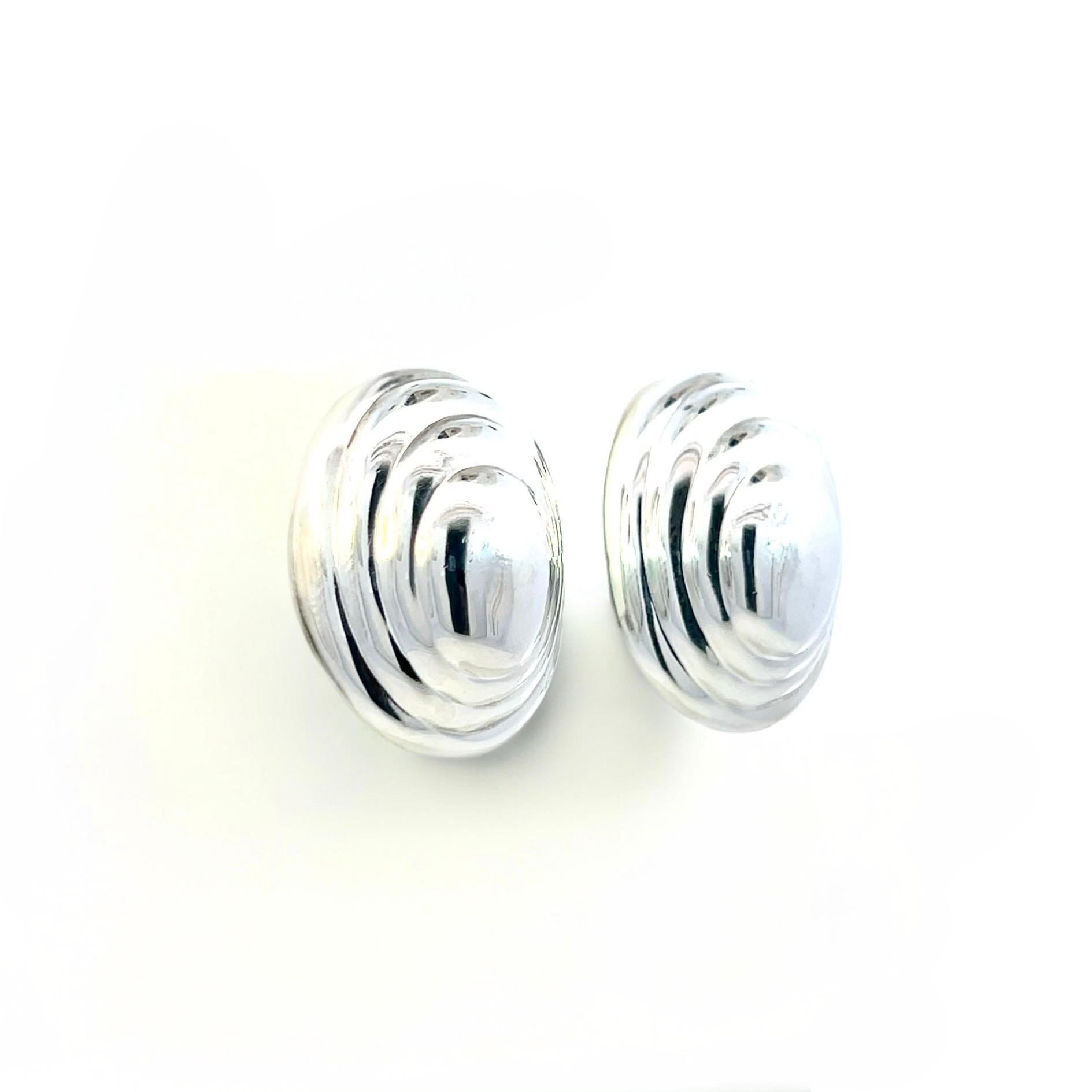 Tiffany & Co Estate XL Puffed Clip-on Earrings Sterling Silver For Sale 1