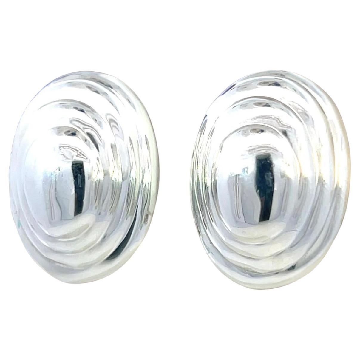 Tiffany & Co Estate XL Puffed Clip-on Earrings Sterling Silver