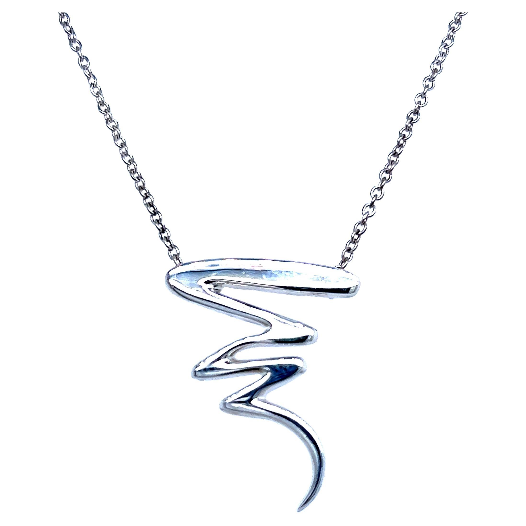 Tiffany & Co Estate Zig Zag Necklace 16" Sterling Silver By Paloma Picasso 