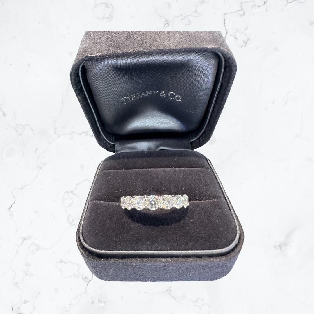 Tiffany & Co. Eternity Diamond Band with 3.95tcw set in Platinum SIZE 5 In Excellent Condition In Miami, FL