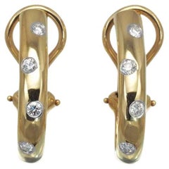 TIFFANY & Co. Etoile 18K Gold .18ct Diamond Clip-On Hoop Earrings