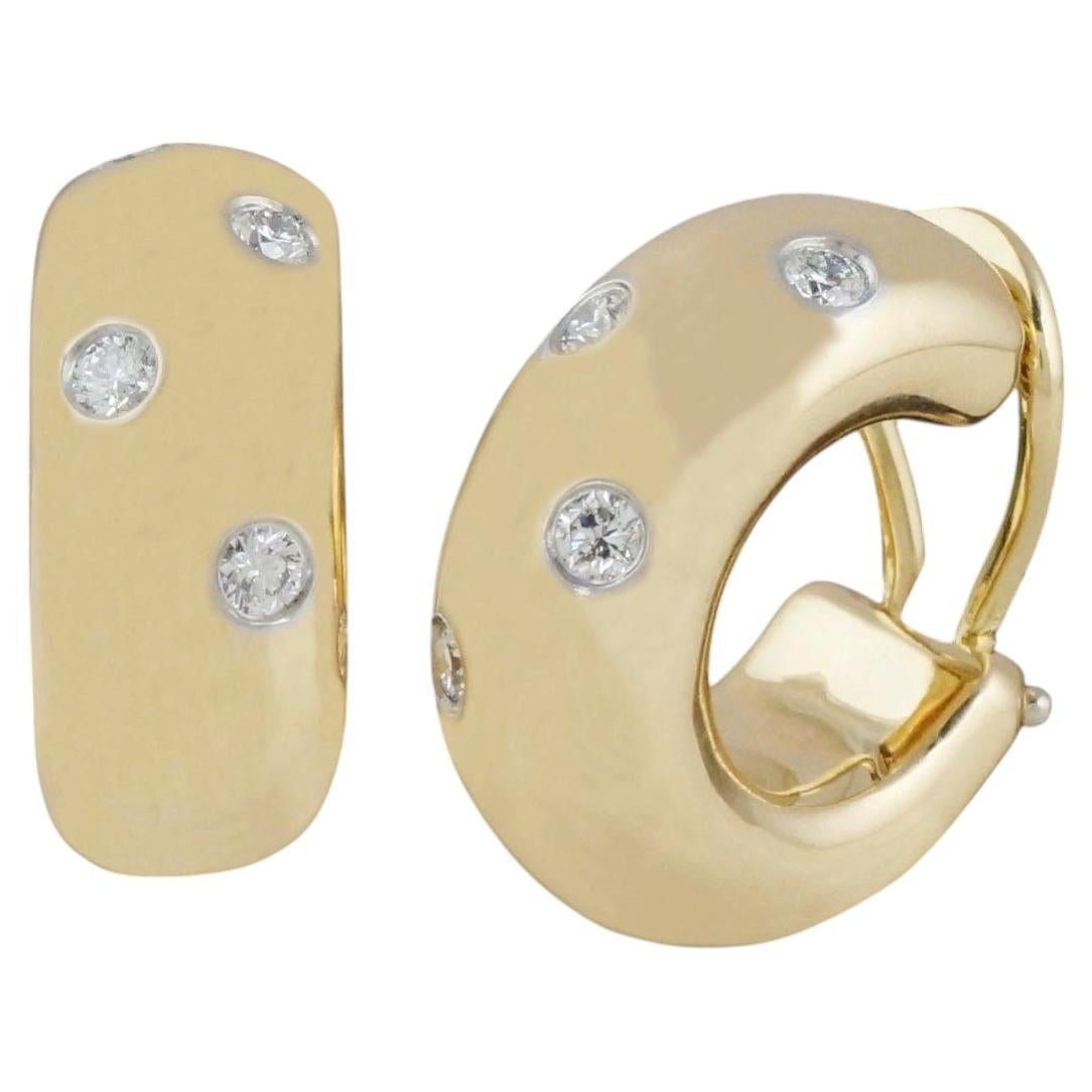 TIFFANY & Co. Pendientes de aro con clip «Etoile», de oro de 18 quilates y diamantes de 0,35 quilates en venta
