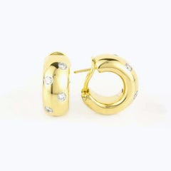 TIFFANY & Co. Etoile 18K Gold .35ct Diamond Hoop Earrings