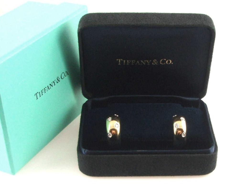 Women's TIFFANY & Co. Etoile 18K Gold .35ct Diamond Hoop Earrings