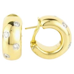 TIFFANY & Co. Etoile 18K Gold .35ct Diamond Hoop Earrings