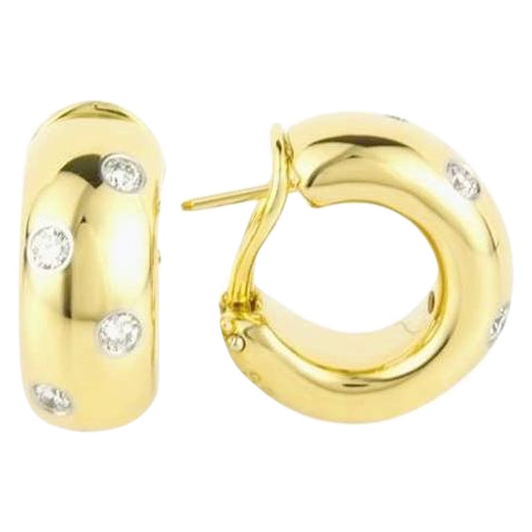 TIFFANY 
Co. Etoile 18K Gold .35ct Diamond Hoop Earrings