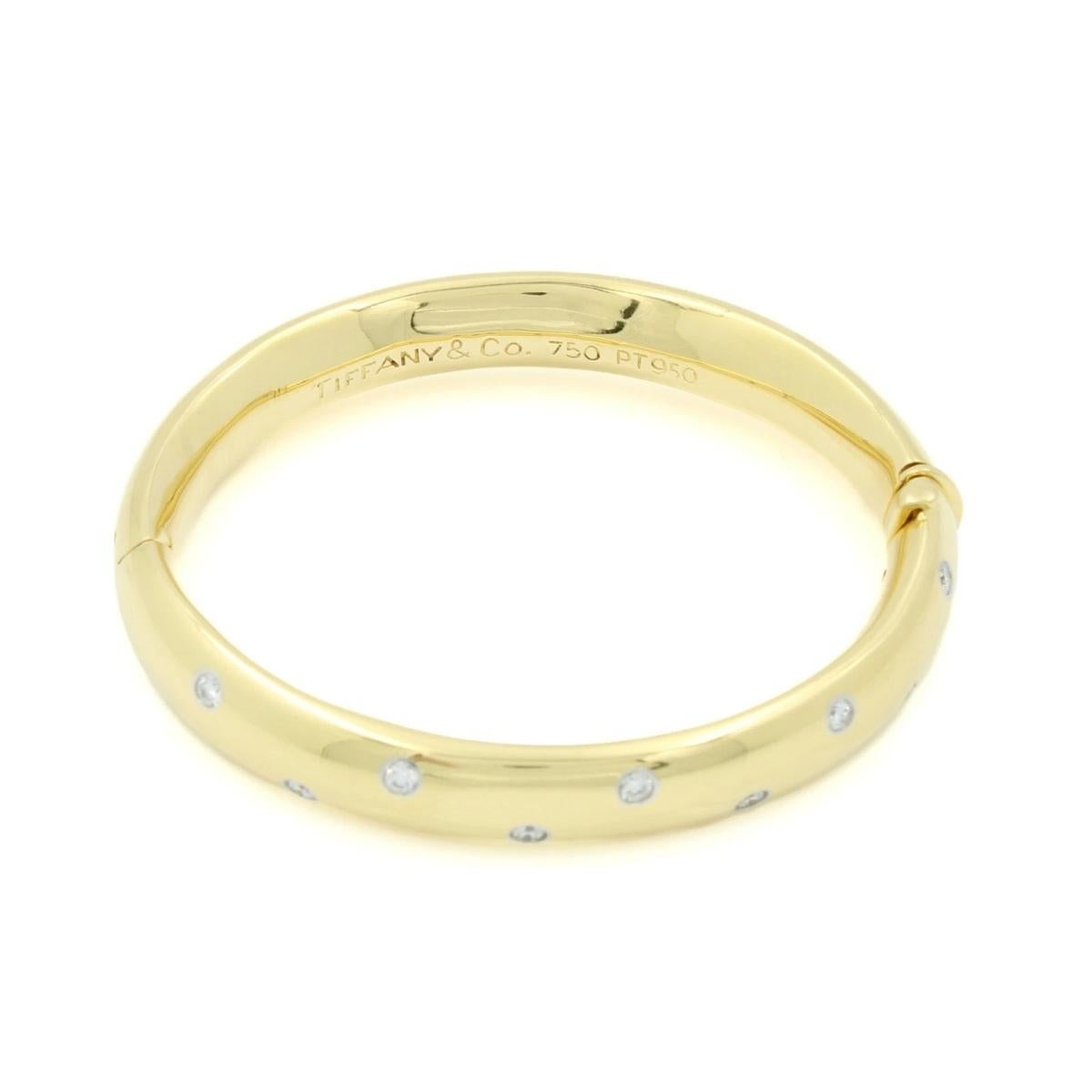 Women's TIFFANY & Co. Etoile 18K Gold 9mm Wide Diamond Bangle Bracelet For Sale