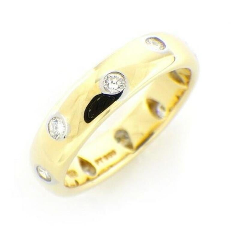 Round Cut TIFFANY & Co. Etoile 18K Gold Diamond 4mm Band Ring 4.5