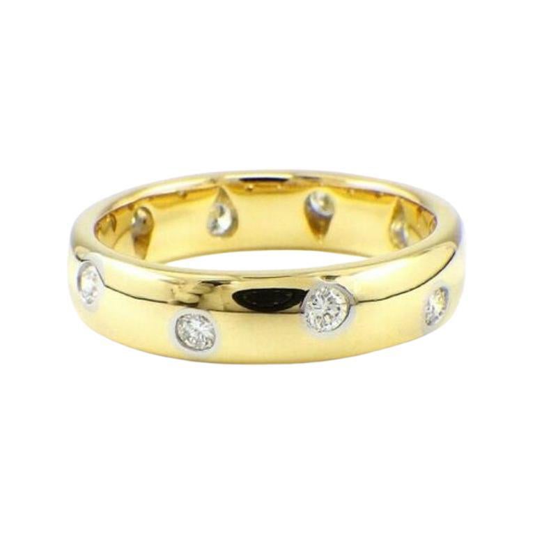 TIFFANY & Co. Etoile 18K Gold Diamond 4mm Band Ring 4.5