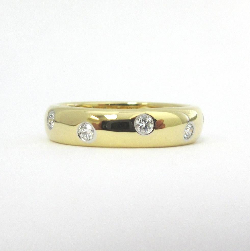 TIFFANY & Co. Etoile 18K Gold Diamond 4mm Band Ring 5 In Excellent Condition In Los Angeles, CA