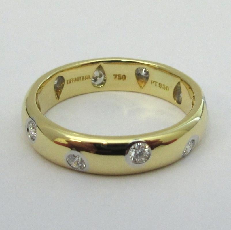 Women's TIFFANY & Co. Etoile 18K Gold Diamond 4mm Band Ring 5 For Sale