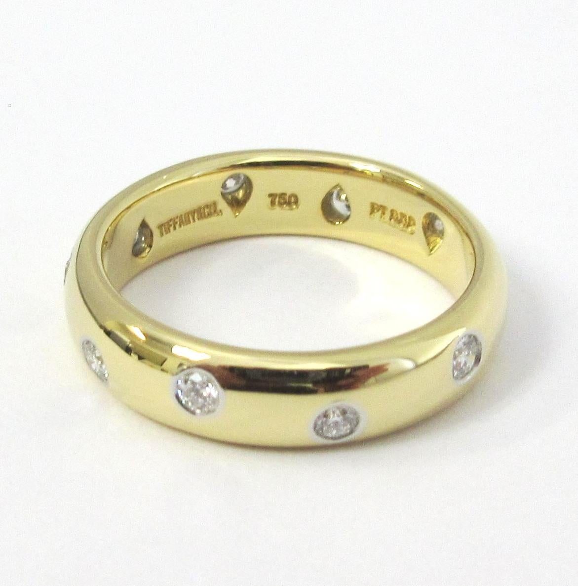 TIFFANY & Co. Etoile 18K Gold Diamond 4mm Band Ring 5 1