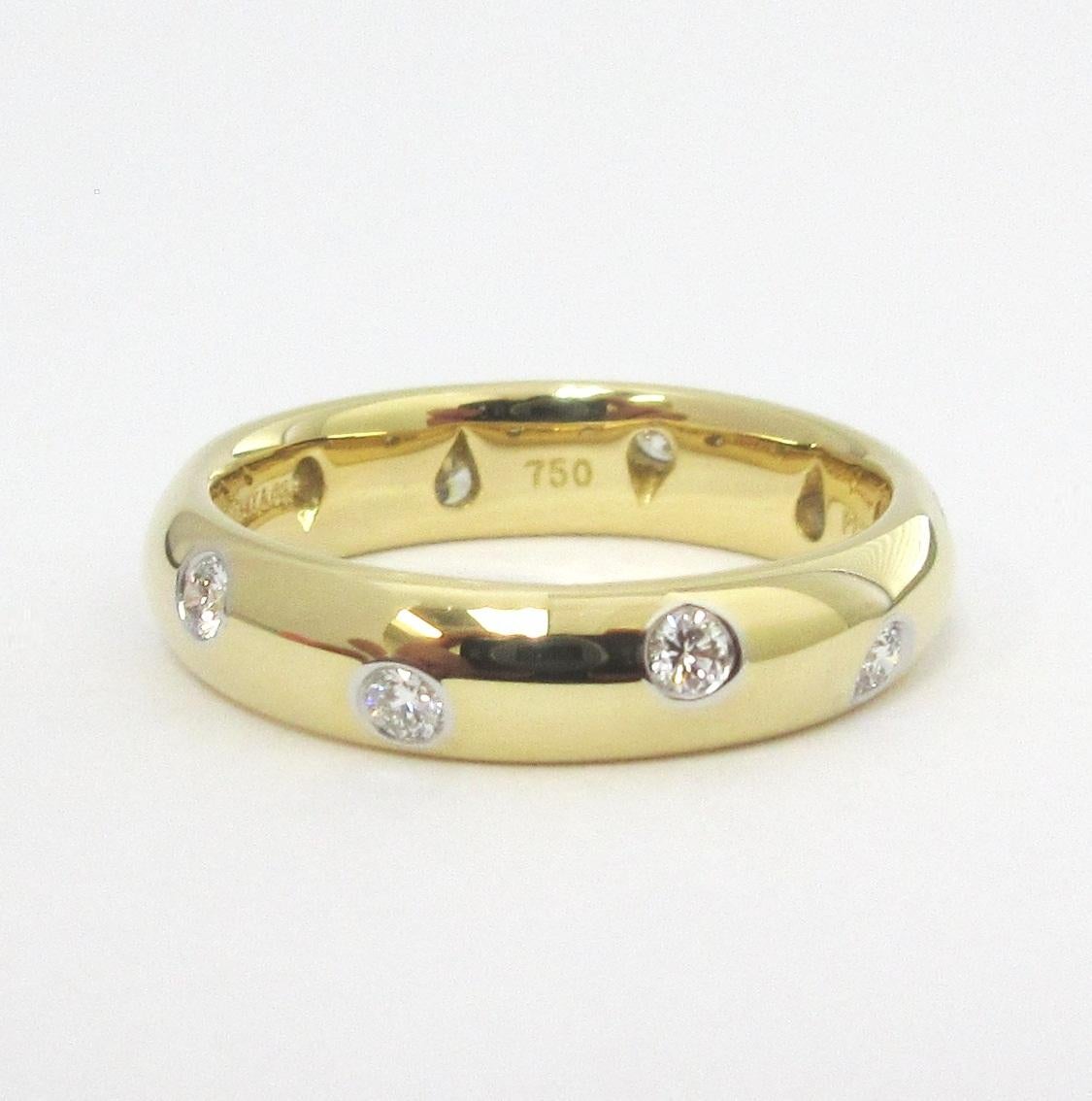 TIFFANY & Co. Etoile 18K Gold Diamond 4mm Band Ring 5 For Sale 1