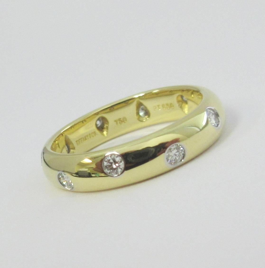 TIFFANY & Co. Etoile 18K Gold Diamond 4mm Band Ring 5 For Sale 2