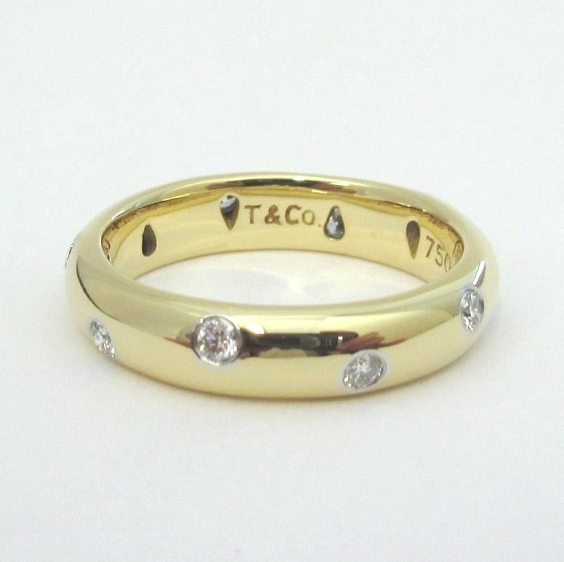 Women's TIFFANY & Co. Etoile 18K Gold Diamond 4mm Band Ring 5.5 For Sale