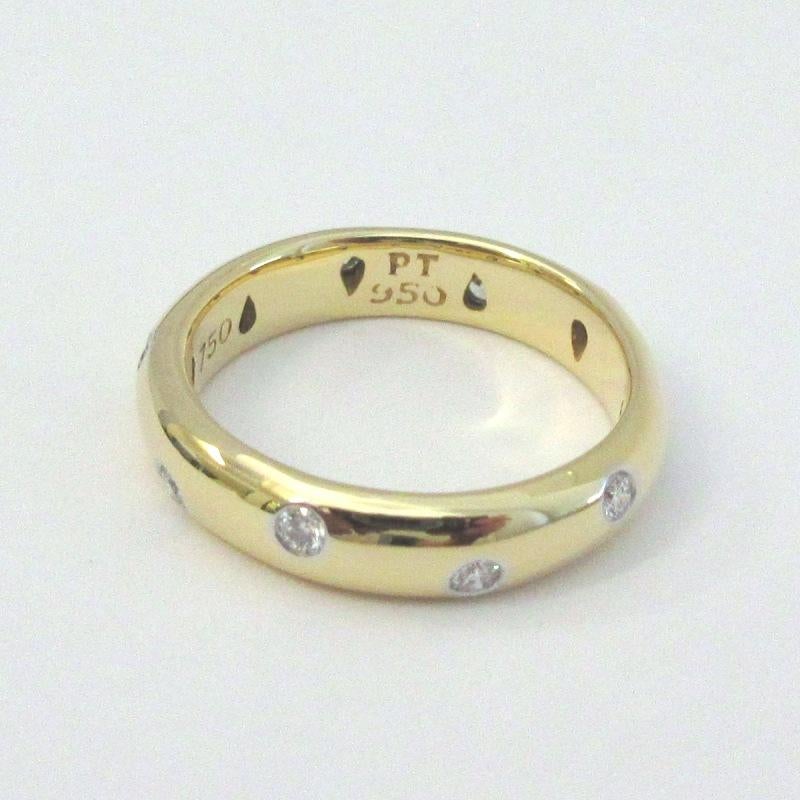 TIFFANY & Co. Etoile 18K Gold Diamond 4mm Band Ring 5.5 For Sale 1