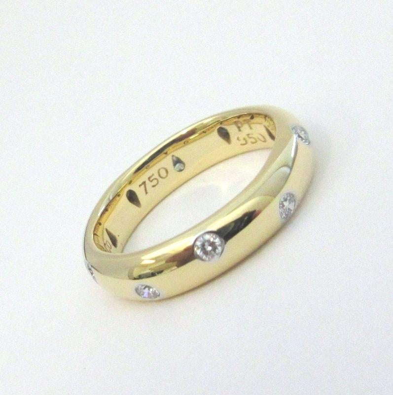 TIFFANY & Co. Etoile 18K Gold Diamond 4mm Band Ring 5.5 For Sale 2