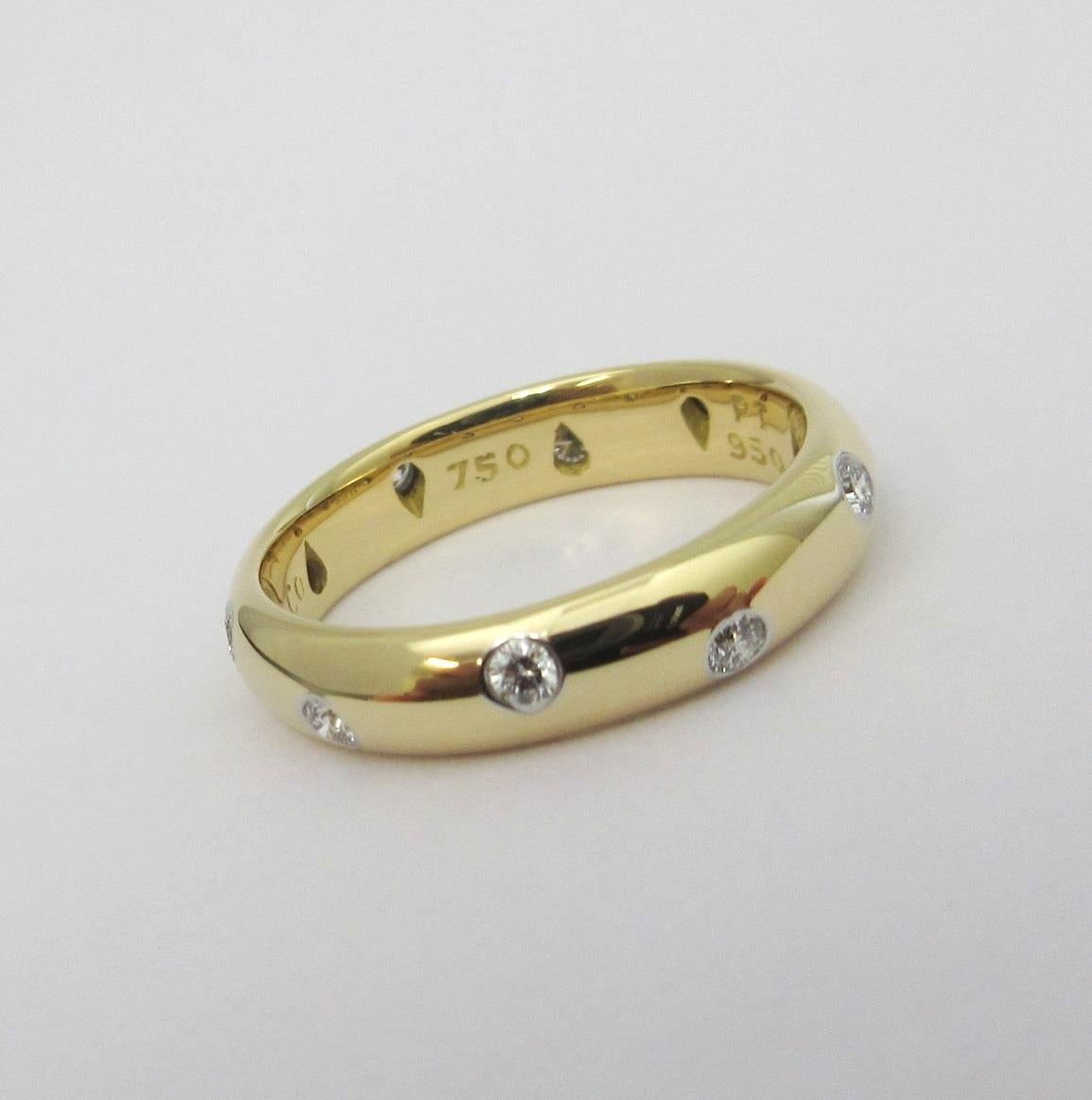 Women's TIFFANY & Co. Etoile 18K Gold Diamond 4mm Band Ring 6.5 For Sale