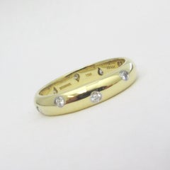 TIFFANY & Co. Etoile 18K Gold Diamond 4mm Band Ring 8.5