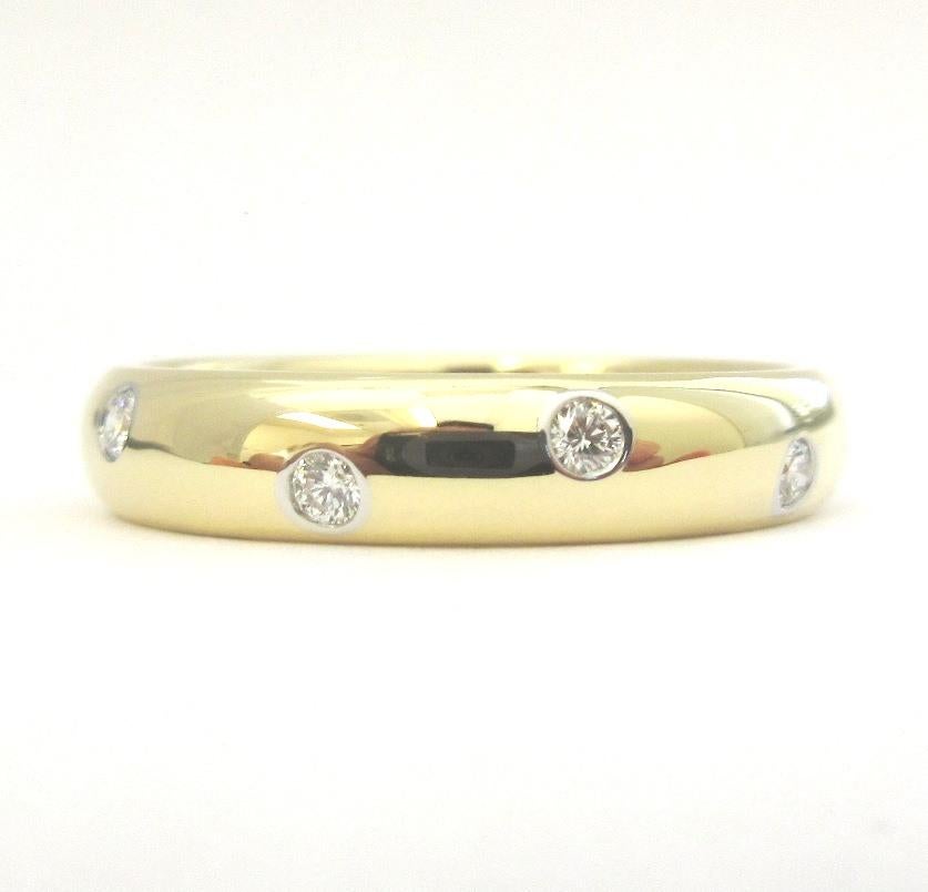 Round Cut TIFFANY & Co. Etoile 18K Gold Diamond 4mm Band Ring 8.5