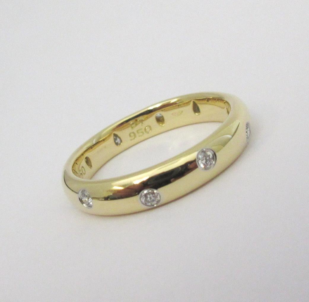 Women's TIFFANY & Co. Etoile 18K Gold Diamond 4mm Band Ring 9 For Sale