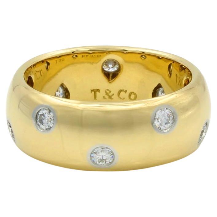 TIFFANY & Co. Etoile 18K Gold Diamant 8mm Band Ring 6.5
