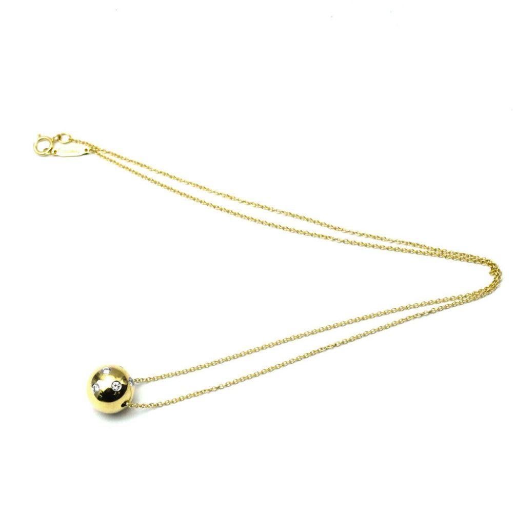 TIFFANY & Co. Etoile 18K Gold Diamond Ball Pendant Necklace For Sale 2
