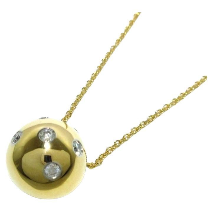TIFFANY & Co. Etoile 18 Karat Gold Diamant-Kugel-Anhänger-Halskette