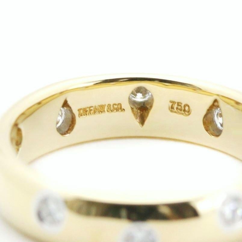 Round Cut TIFFANY & Co. Etoile 18K Gold Diamond 4mm Band Ring 5.5 For Sale
